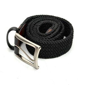 Bloomingdales The Mens Store Woven Full Grain Cowhide Stretch Belt 32 / 80 Small